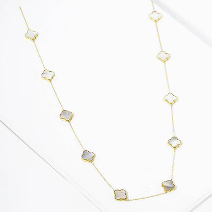 Clover Motif Long Station Necklace