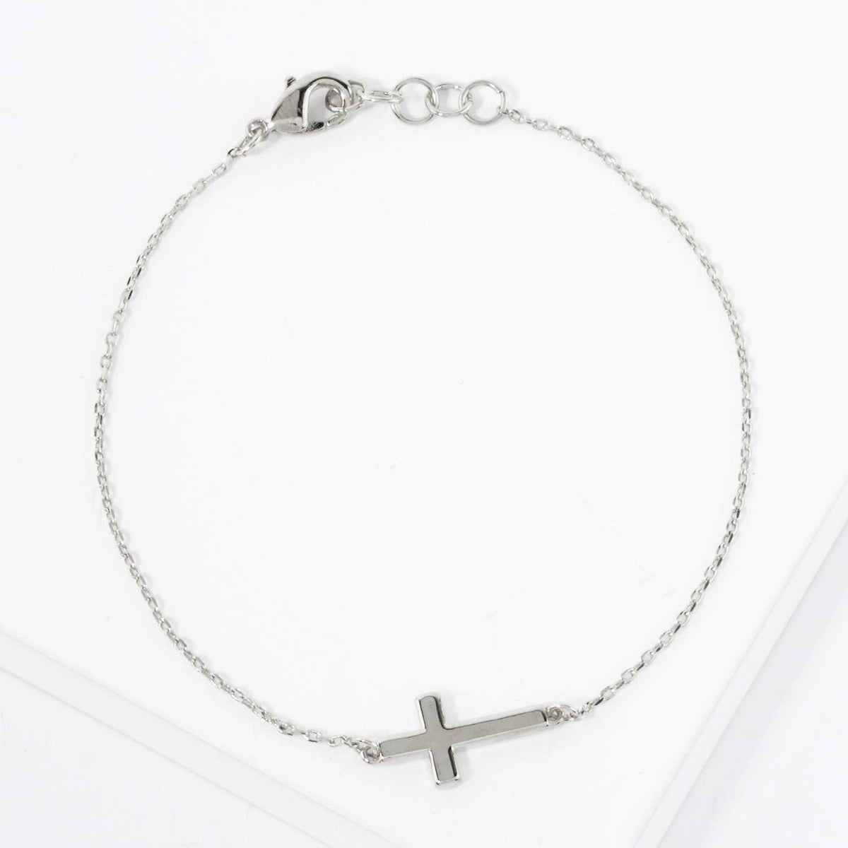 Religious-Theme Sideways Cross Chain Bracelet