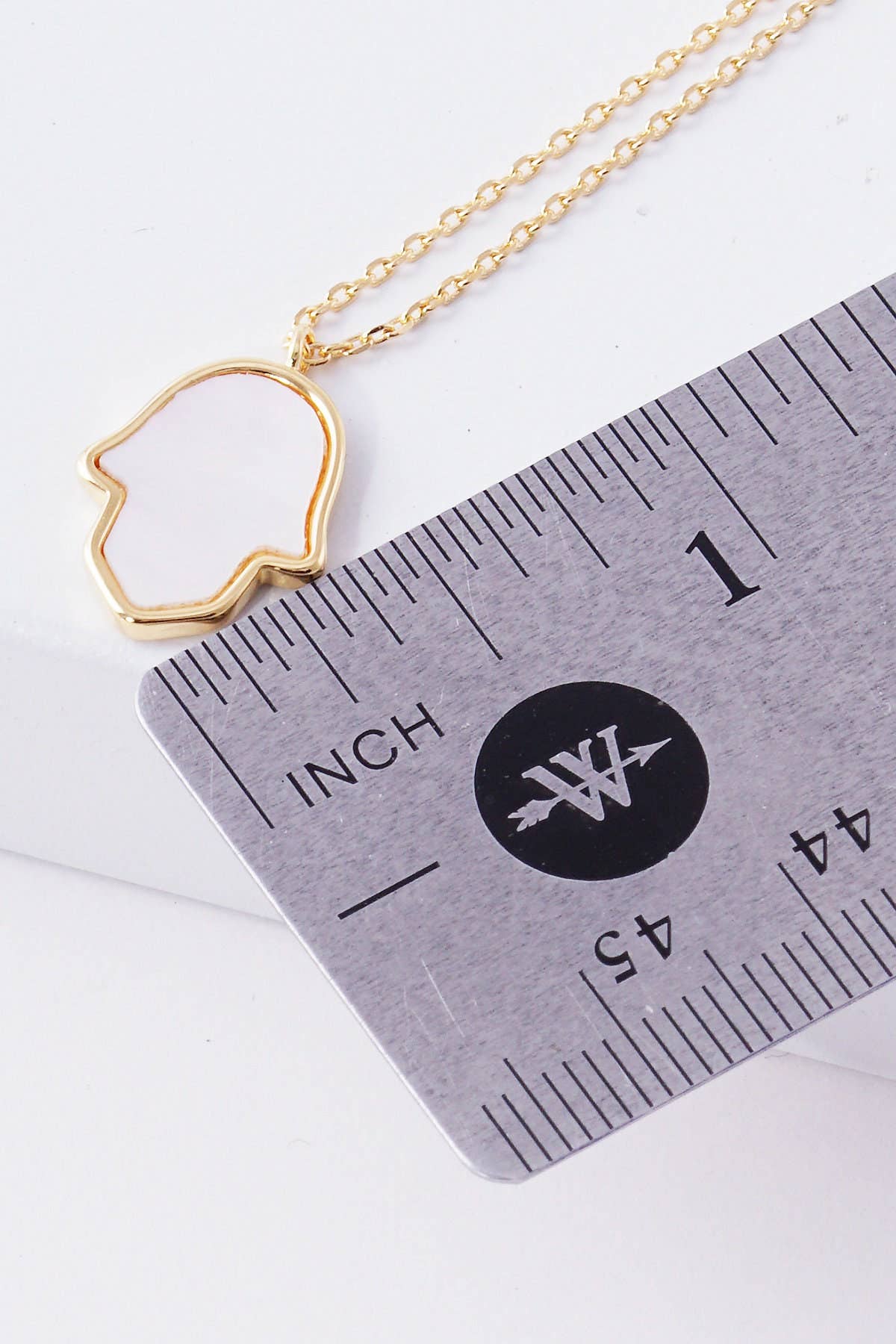 White Shelled Hand of Fatima Necklace