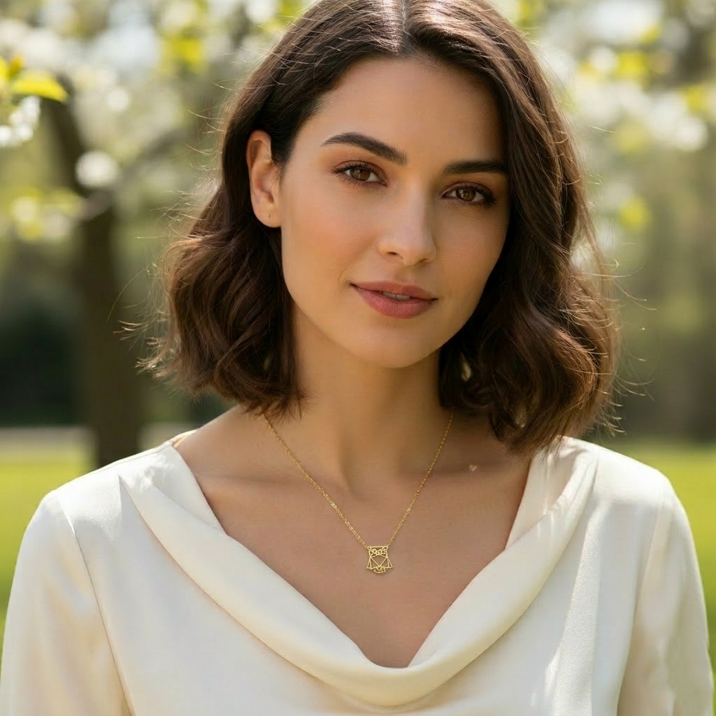 Minimalist Geometric Owl Charm Necklace
