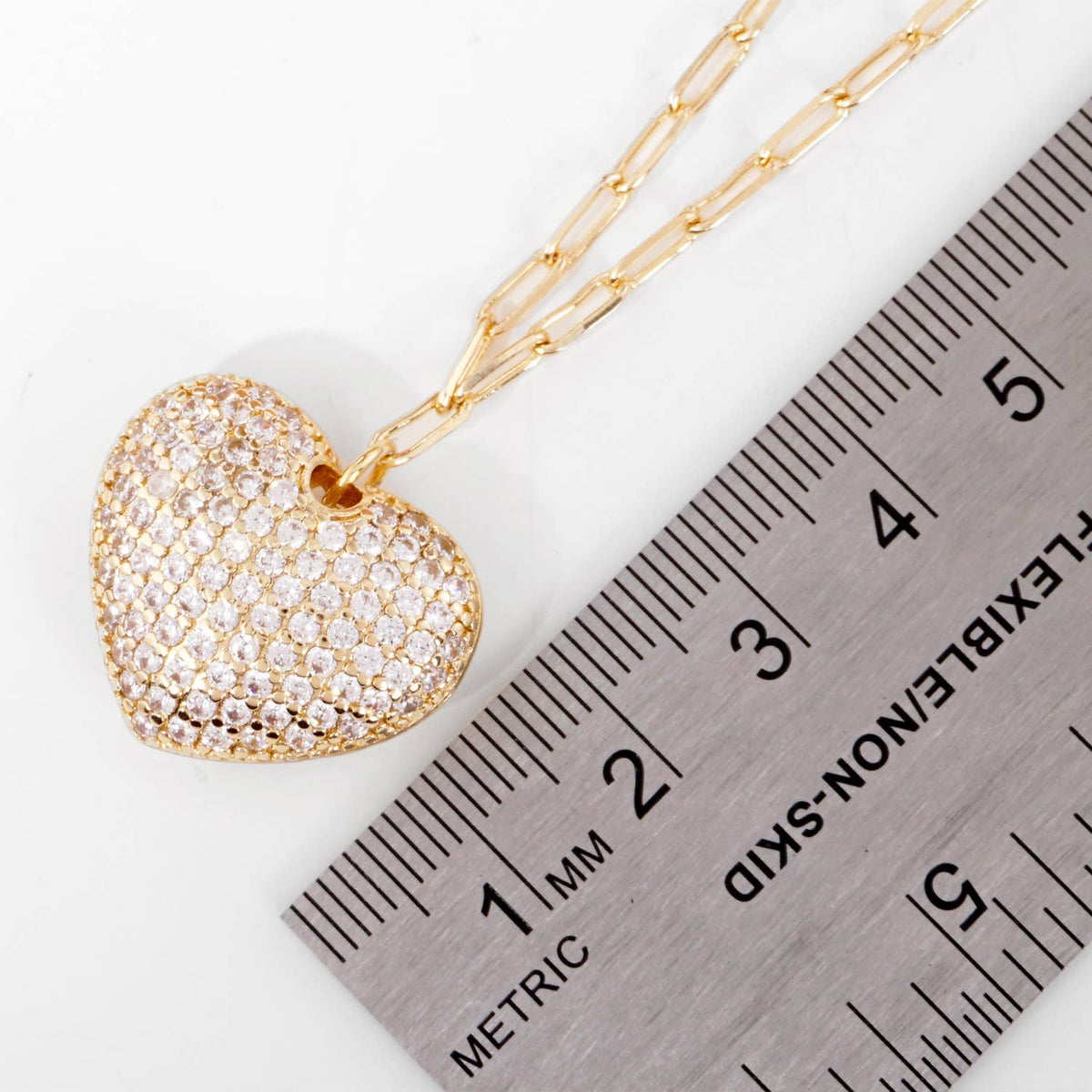 Gold Plated Cubic Heart Pendant Necklace