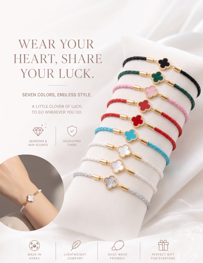 Clover Luck Braided Cord Bracelet
