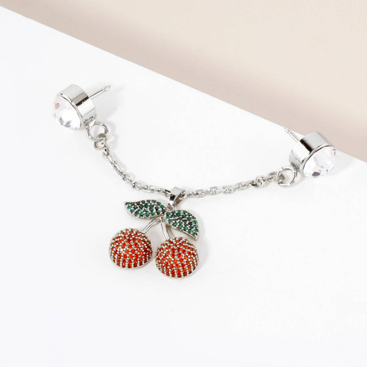 Cubic Zirconia Cherry Cap & Pin Chain