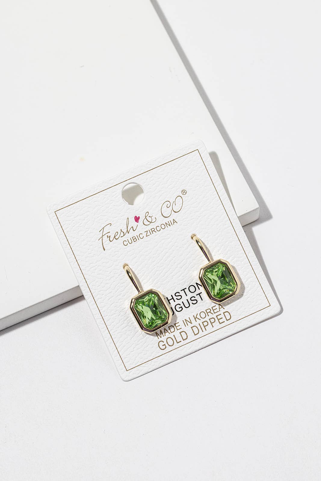 Birthstone Dangle Earrings – Gold-Dipped Octagon Cubic