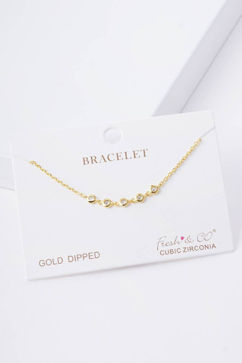 Dainty Bezel-Set Cubic Zirconia Station Chain Bracelet