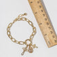 Chunky Chain Charm Bracelet with CZ Cross & Cowrie Shell