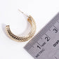 Geometric Spiral Grid C-Shape Hoop Earrings