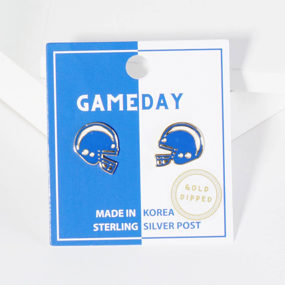 18K Gold Dipped Enamel Football Helmet Game Day Stud Earring