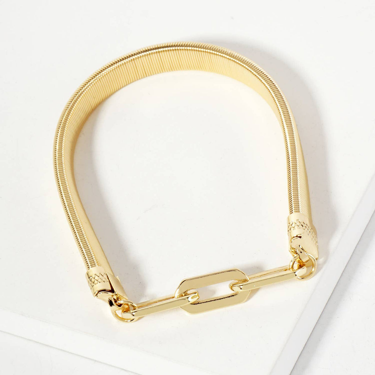 18K-Gold-Dipped Brass Omega Chain Stretch Bracelet