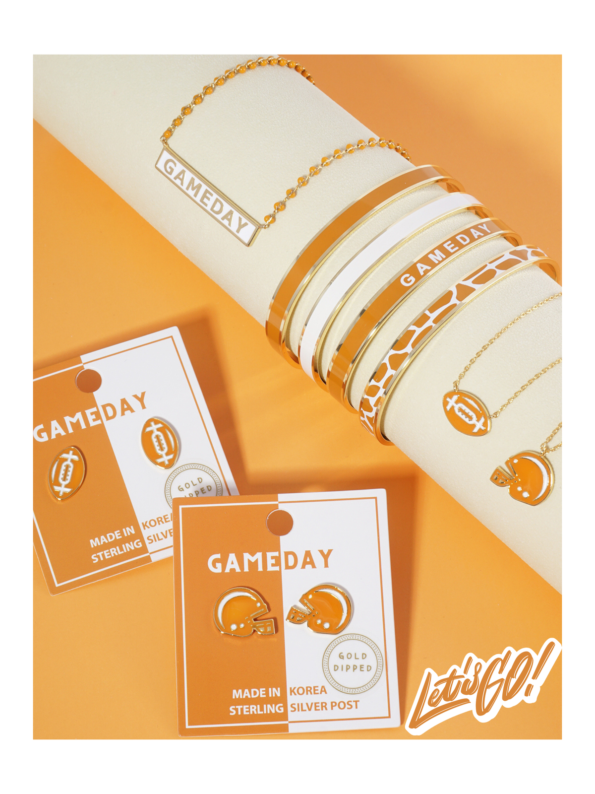 18K GOLD DIPPED ENAMEL COLOR GAME DAY CUFF BRACELET