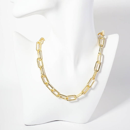 18K-Gold-Dipped Textured 19mm Chain Necklace