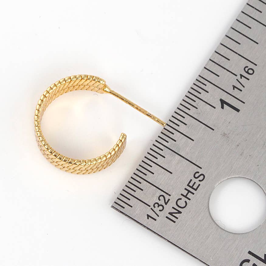 Gold Plated Francois Ridged Hoop Earrings