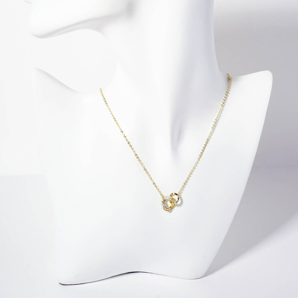 Interlocking Circles Pendant 18K-Gold-Dipped Necklace