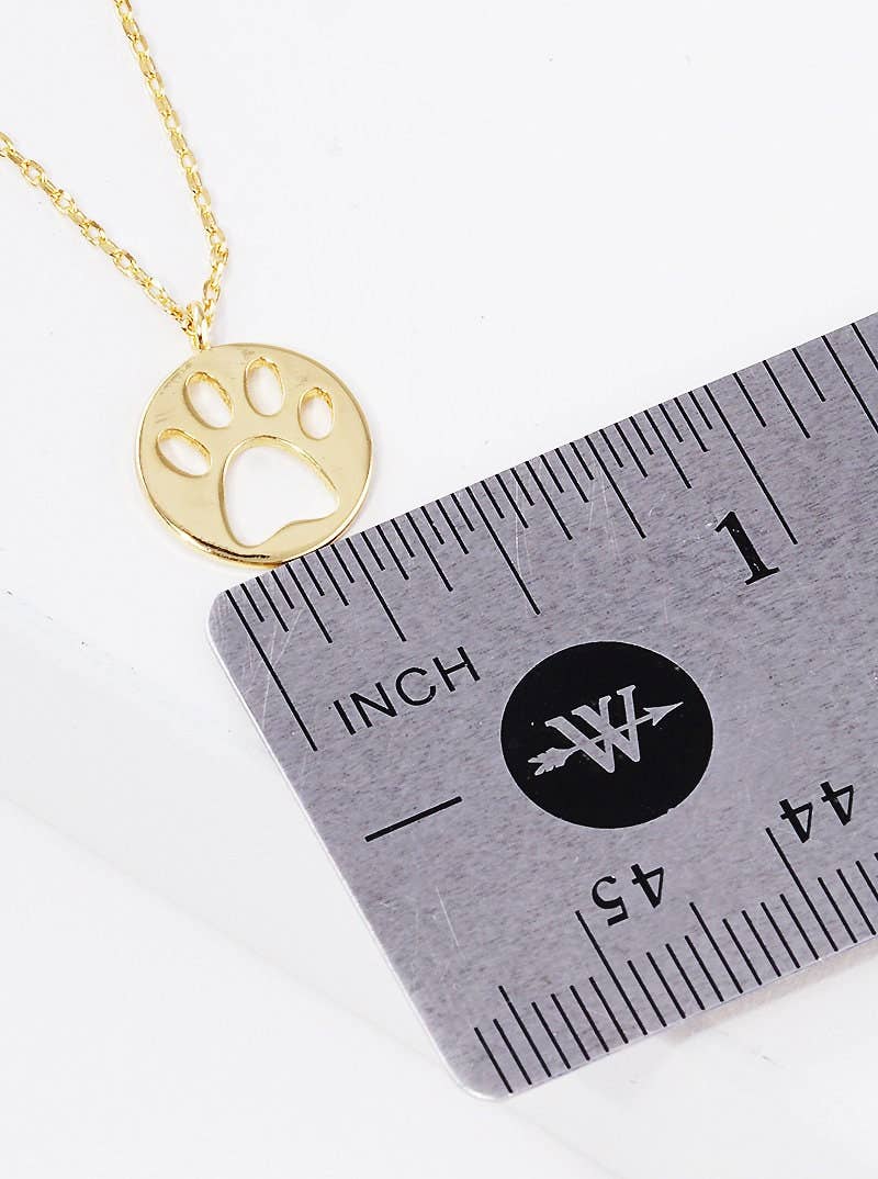 Gold Paw Print Cut Out Necklace