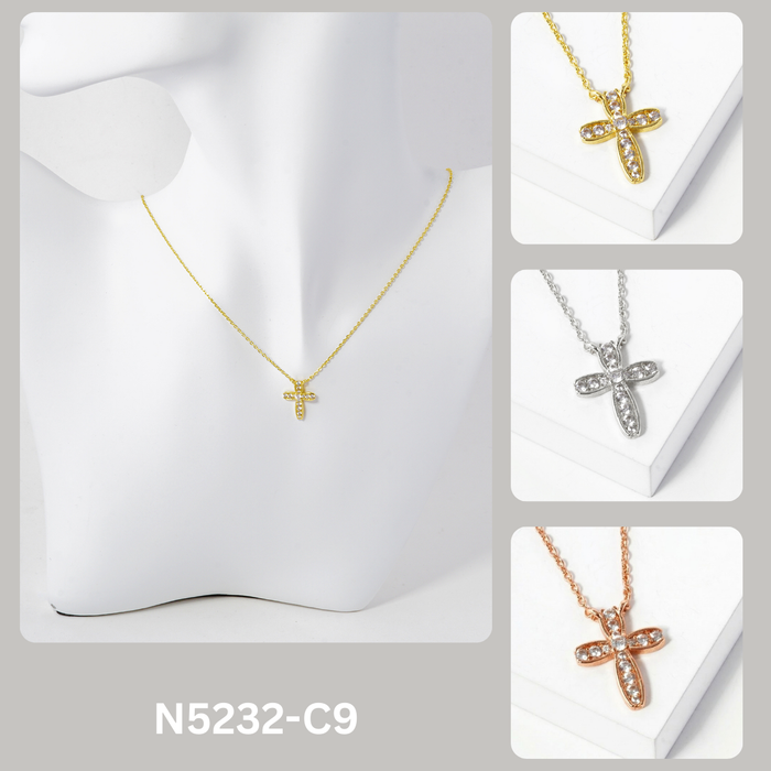 Dainty Rhinestone Cross Pendant Necklace