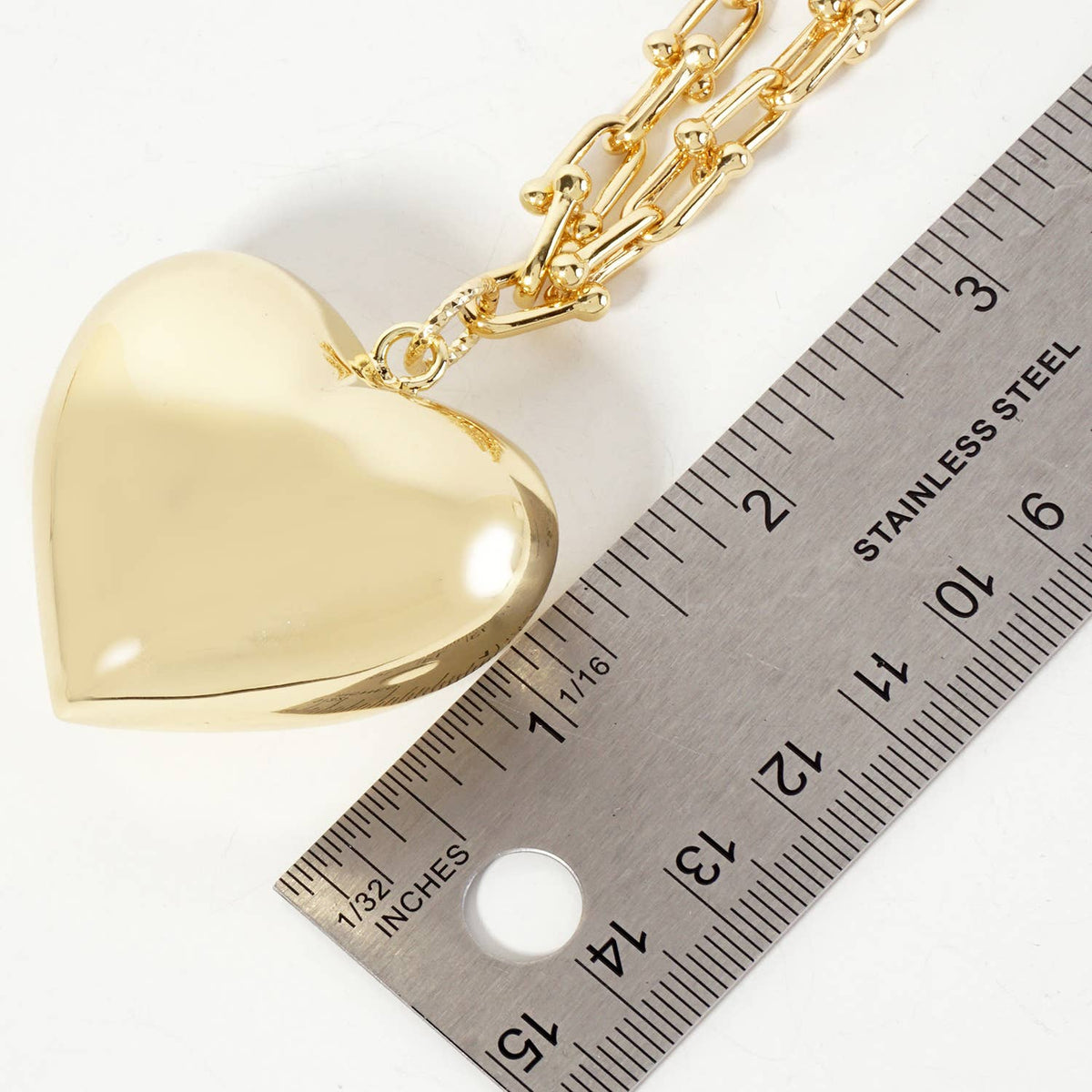 Polished Brass Puffy Heart Pendant HardWear-Chain Necklace