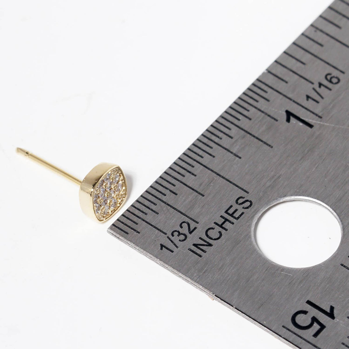 18K Gold Dipped CZ Pave 4mm Square Post Stud Earrings