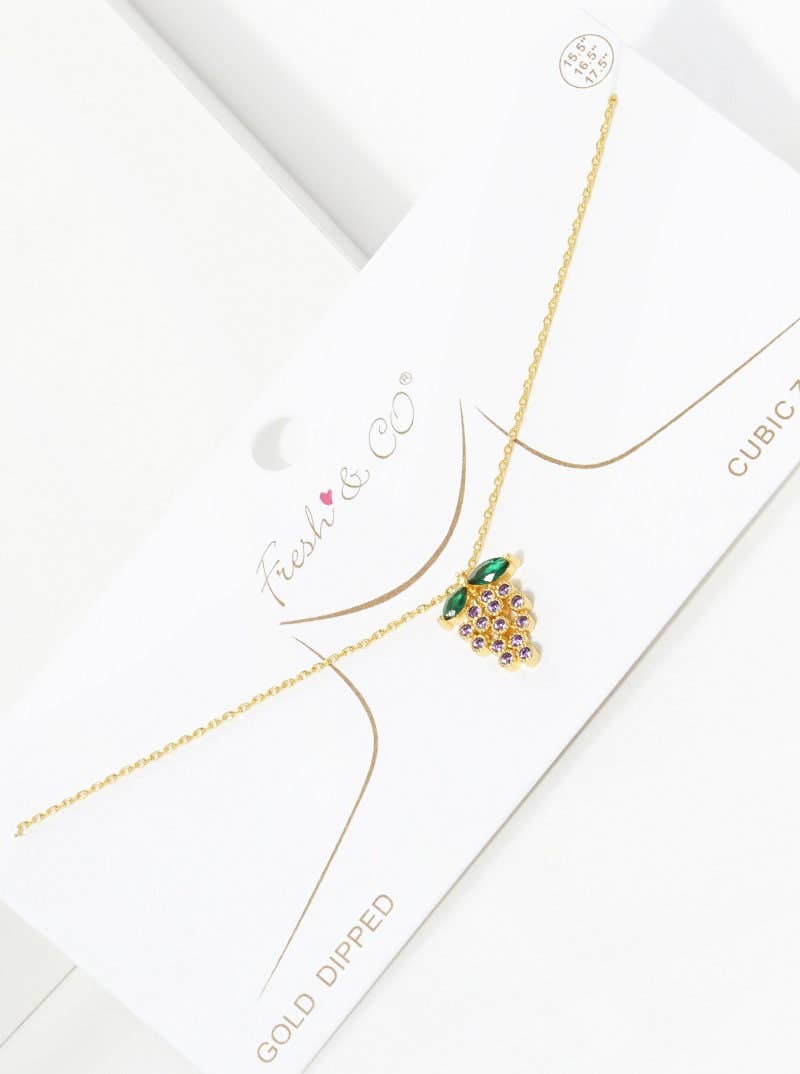 Gold Plated Purple Grape Necklace