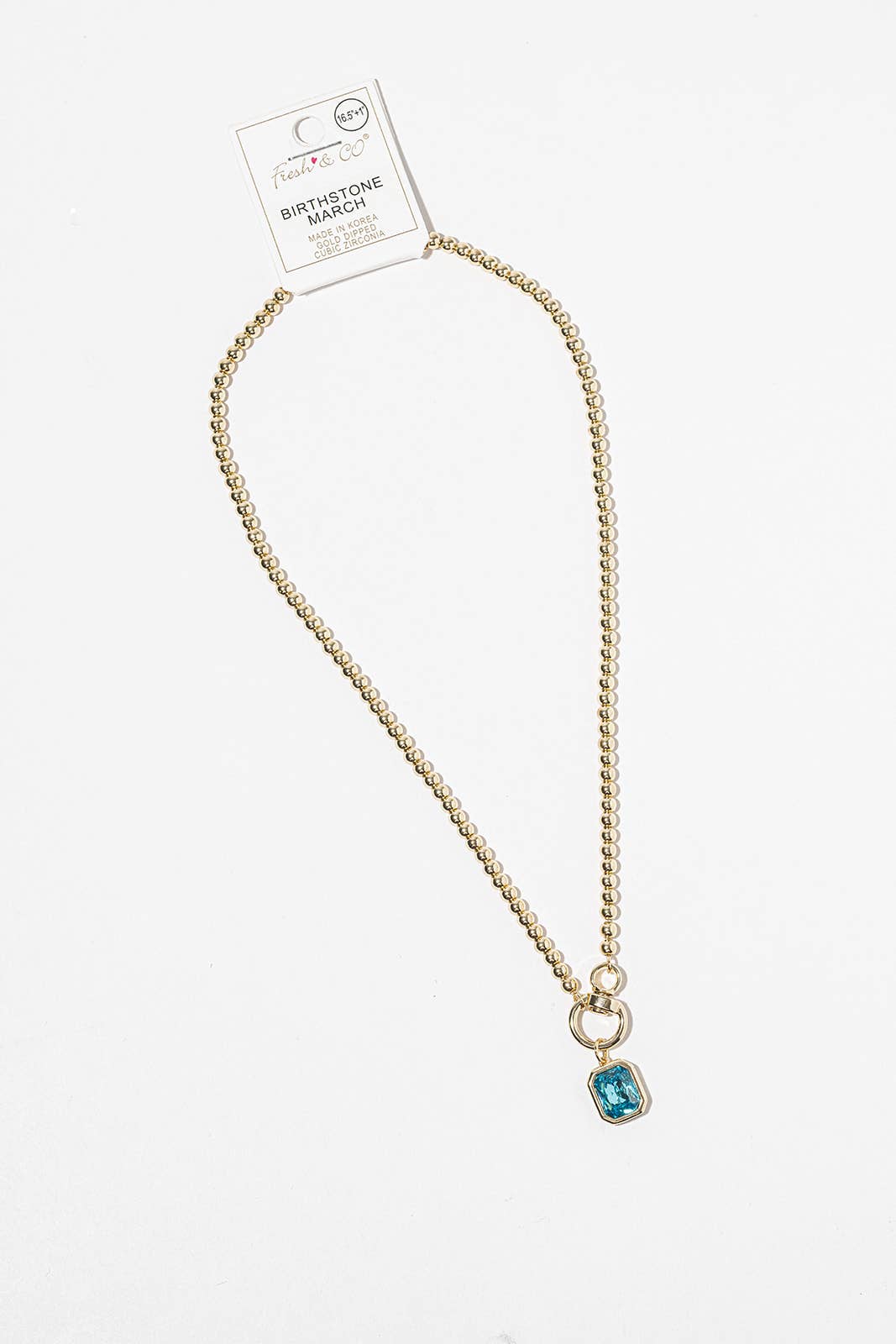 Birthstone Pendant Necklace – Gold-Dipped Ball Chain