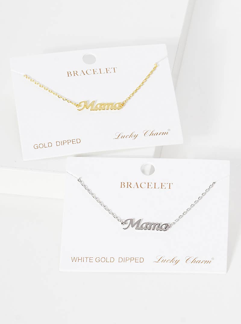 Minimalist Script "Mama" Charm Bracelet
