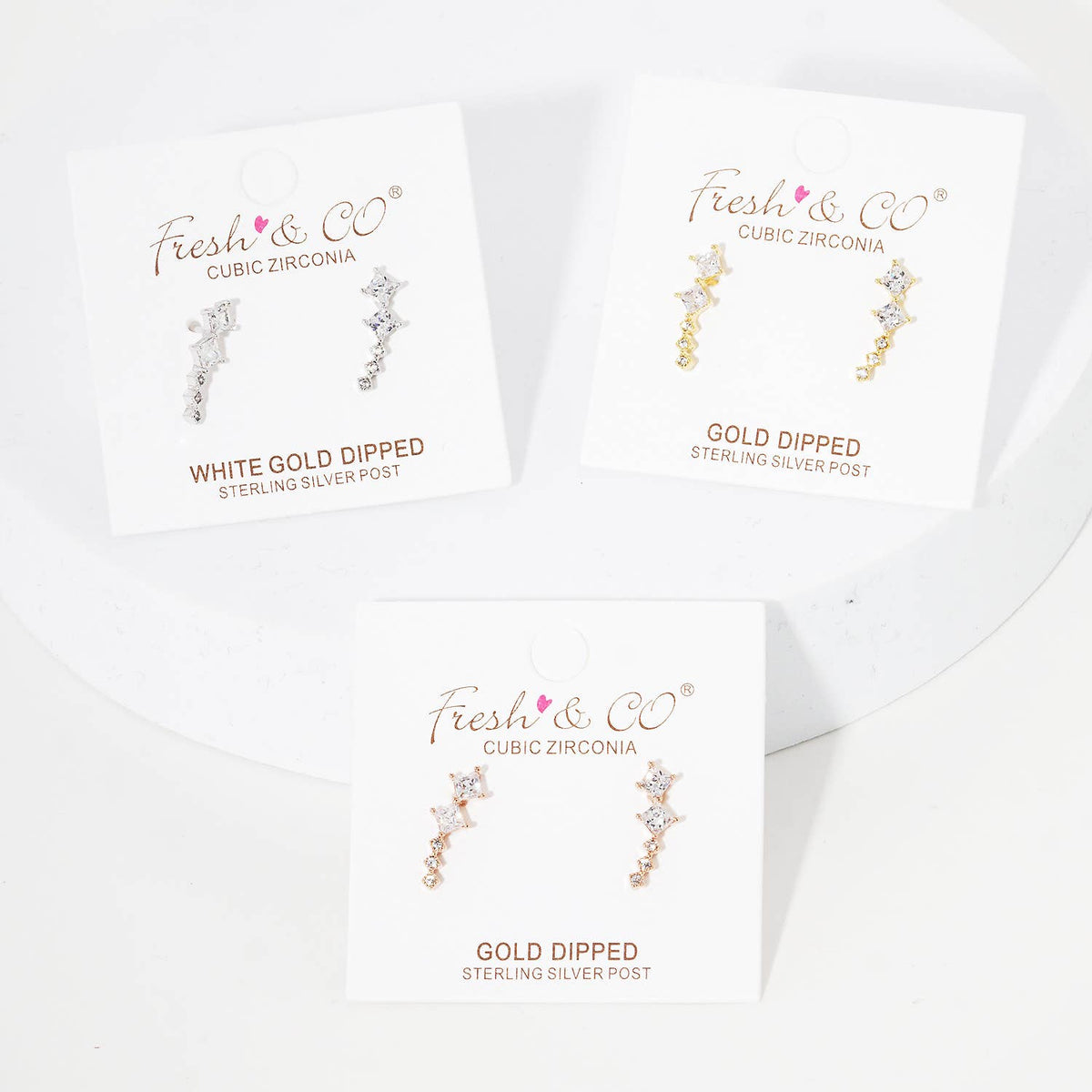Geometric Cubic Zirconia Ear Crawlers