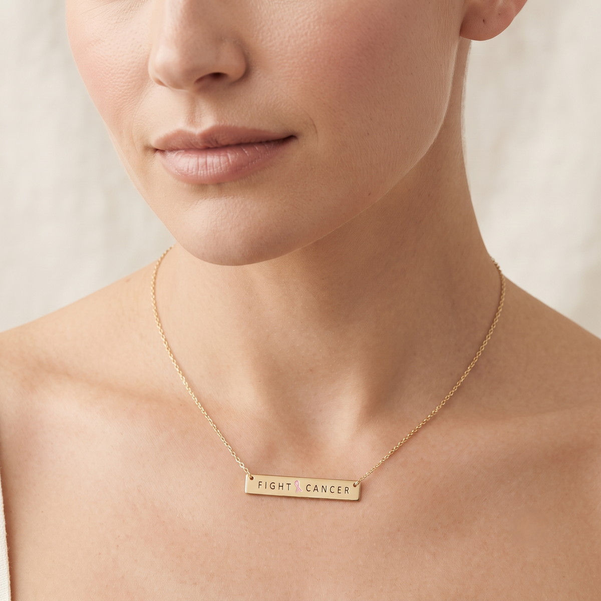 Breast Cancer Awareness "FIGHT CANCER" Necklace