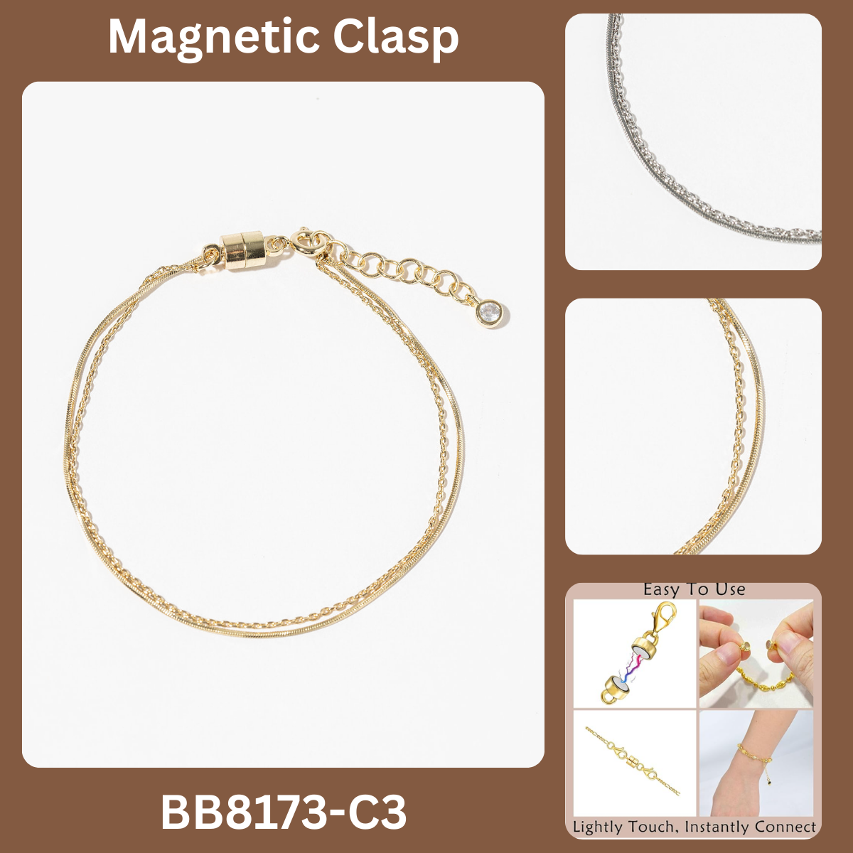 Minimalist Double-Row Magnetic Clasp Bracelet