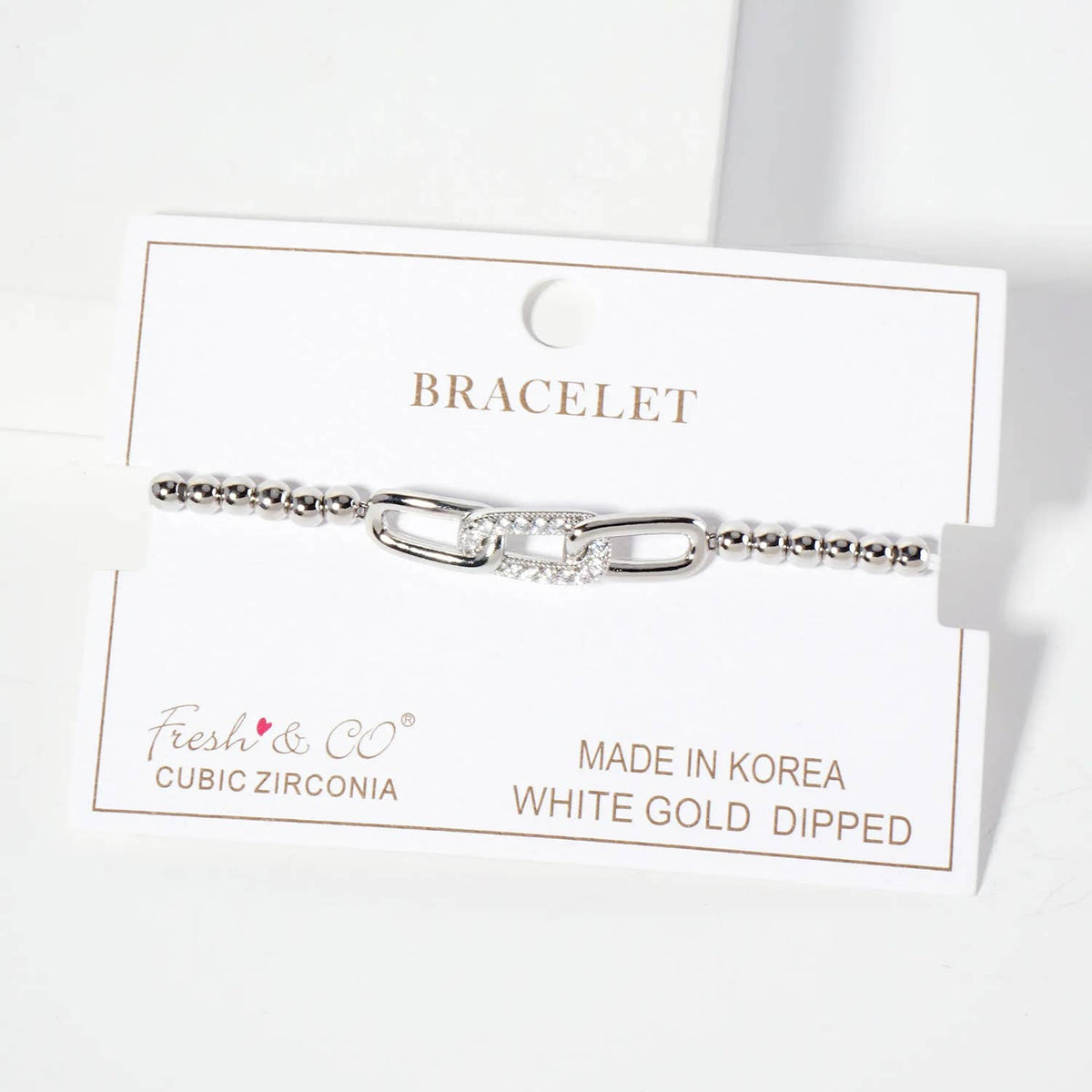 Minimalist Pave Interlocking Link Ball Chain Bracelet
