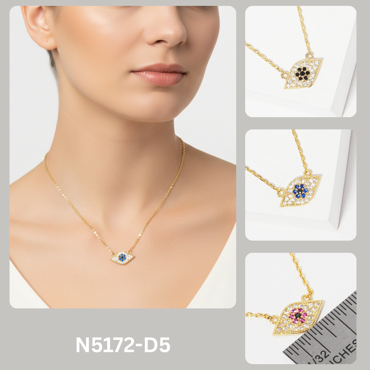 Cubic Zirconia Evil Eye Pendant Necklace