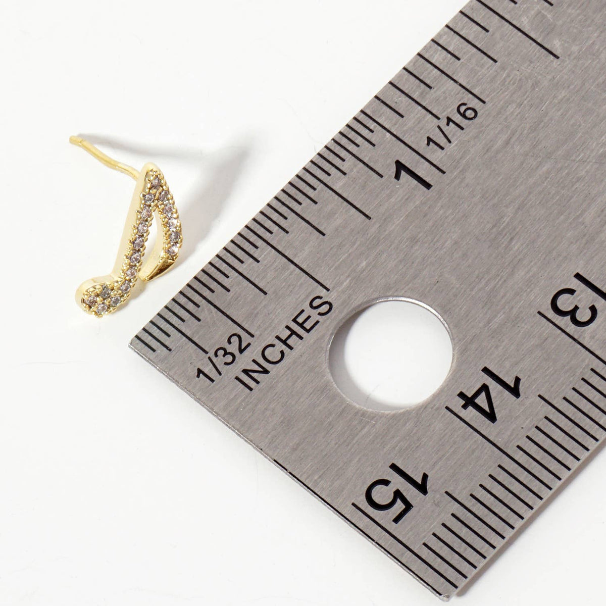 Minimalist Pave-Set Musical-Note Stud Earrings