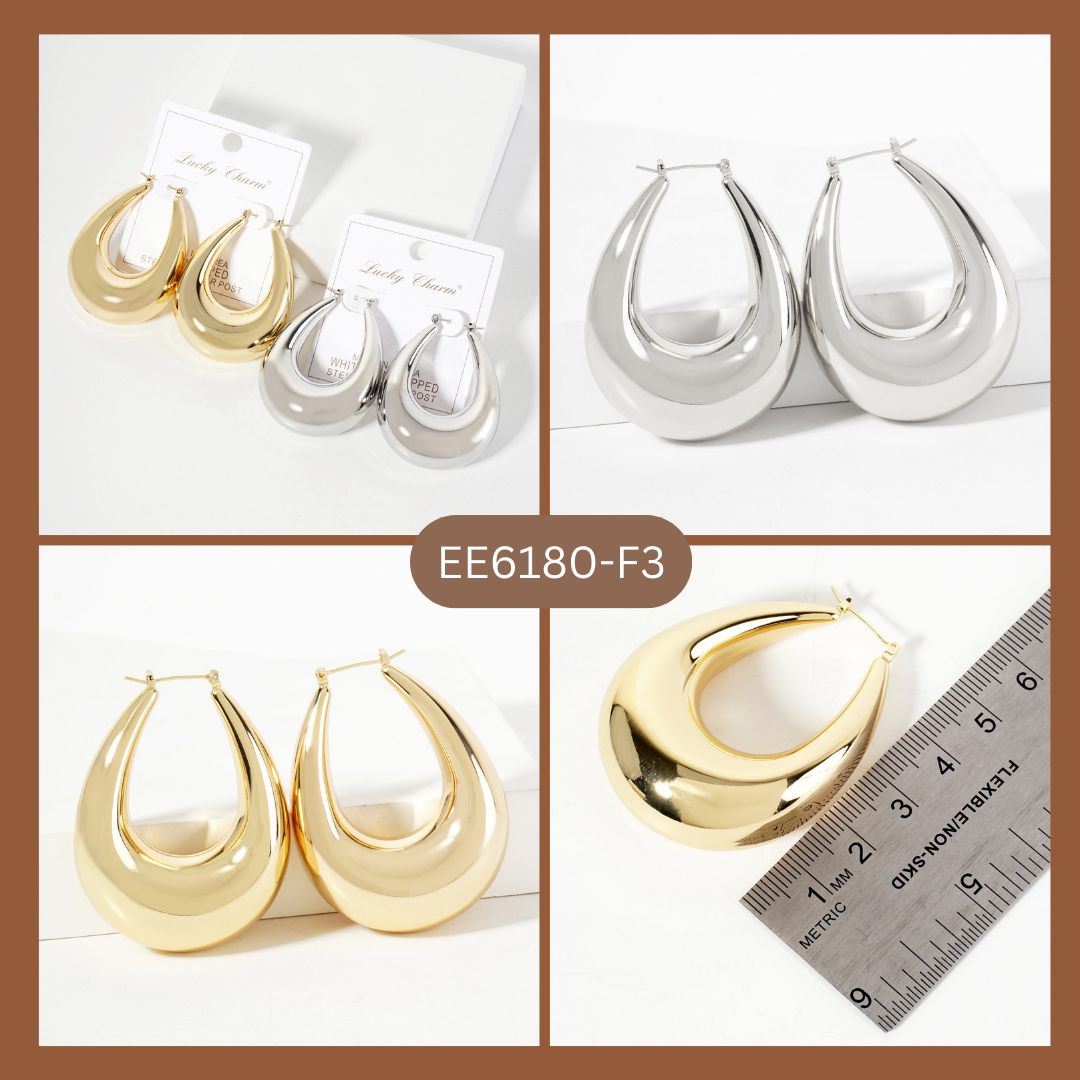 Polished Brass Hollow Tapered Teardrop Tube Hoop Earrings