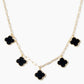 5-Clover Charm Paperclip Link Station Necklace