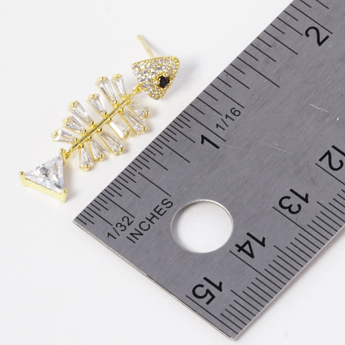 Sparkle Fish Bone Dangle Earrings