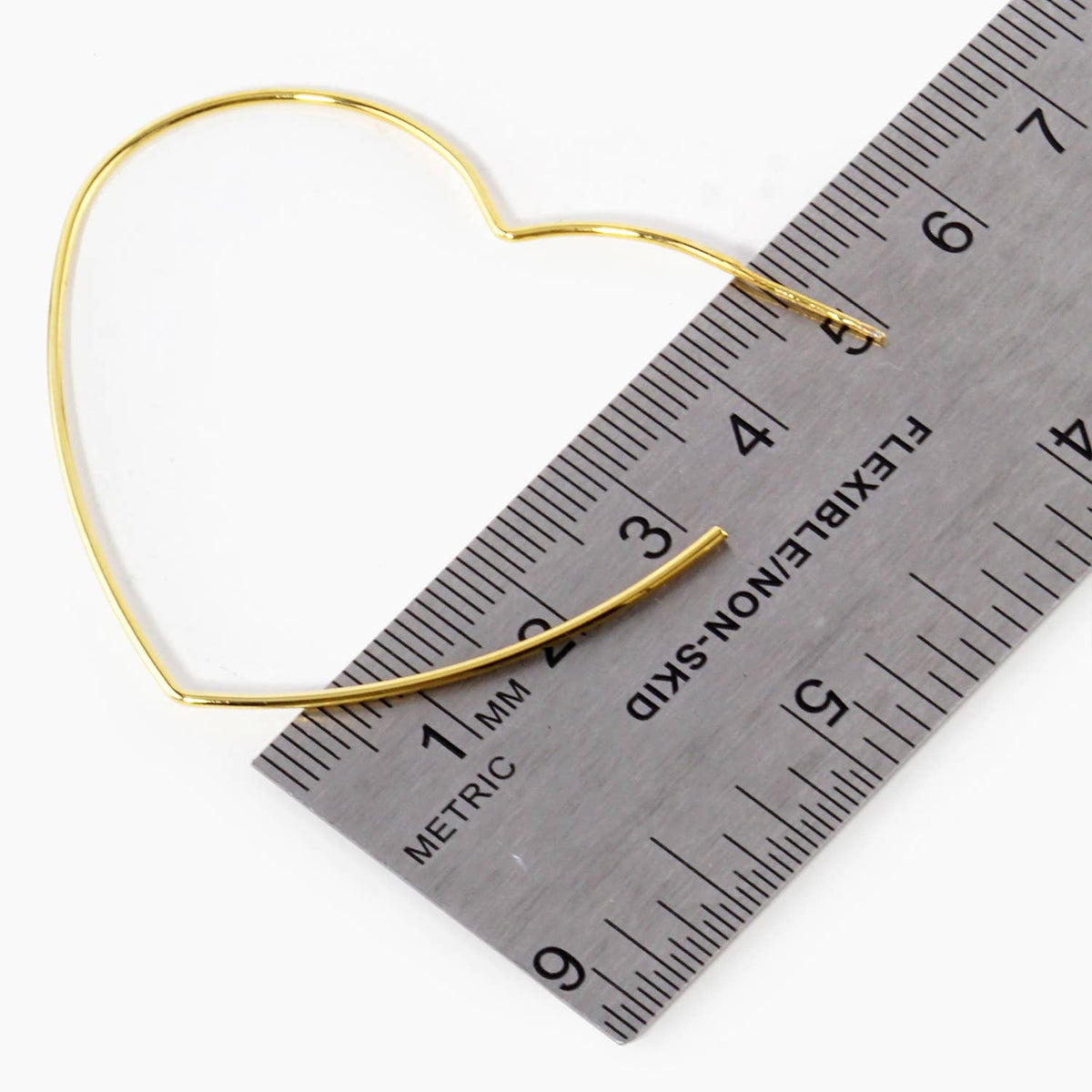18K Gold Dipped 50mm Heart Shape Lightweight Open Hoop