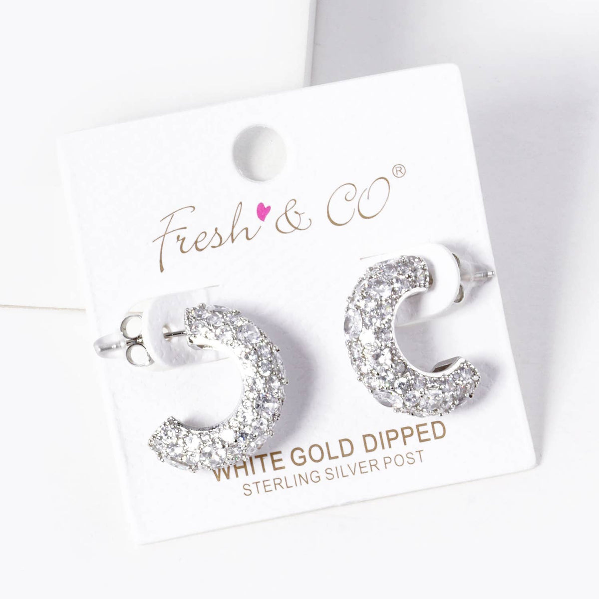 Dazzling Pave Cubic Zirconia Chunky Huggie Hoop Earrings