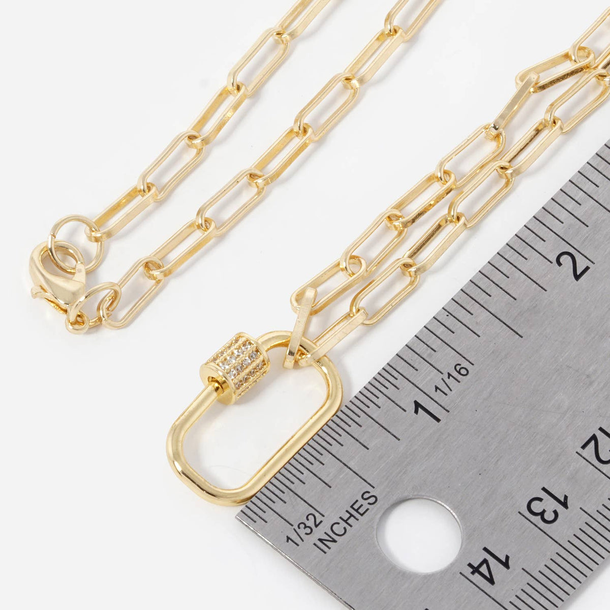Gold Carabiner Chain Necklace