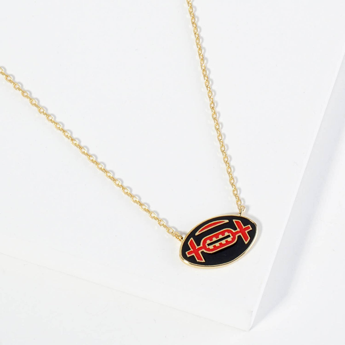 18K GOLD ENAMEL FOOTBALL BALL PENDANT GAME DAY NECKLACE