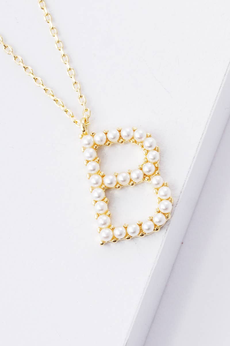 Gold Plated Pearl Initial Necklace