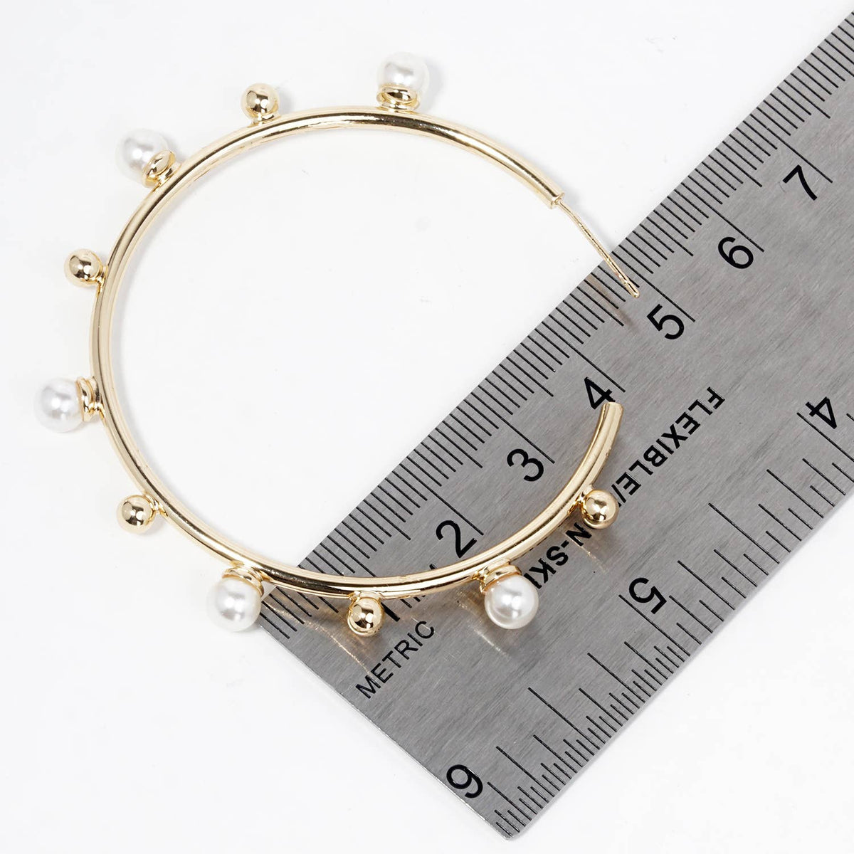 Pearl Accent Hoop Earrings with Sterling Silver Posts