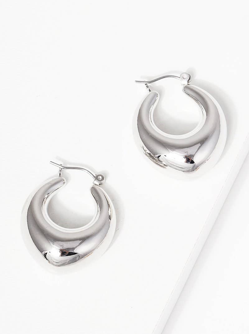 Gold Chunky Oval Huggie Earrings
