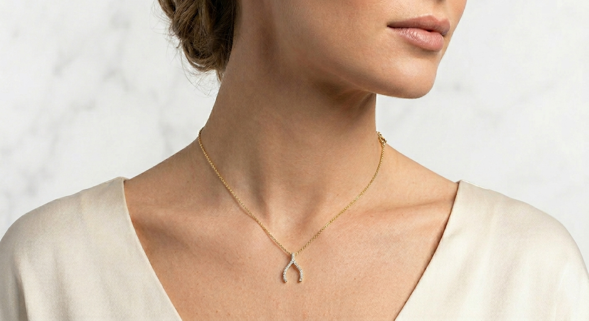 Dazzling Pave Wishbone Pendant Necklace