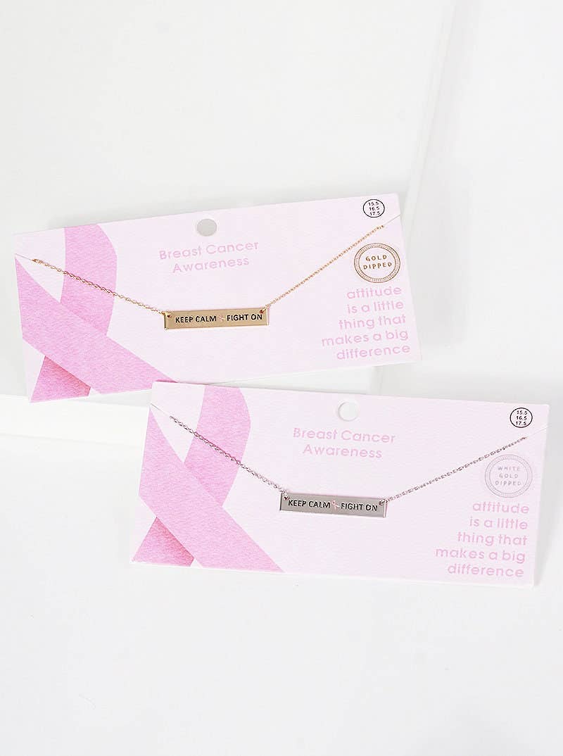 Breast Cancer Awareness "KEEP CALM & FIGHT ON" Necklace