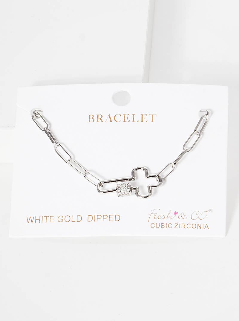 Minimalist Cross Carabiner Chain Bracelet