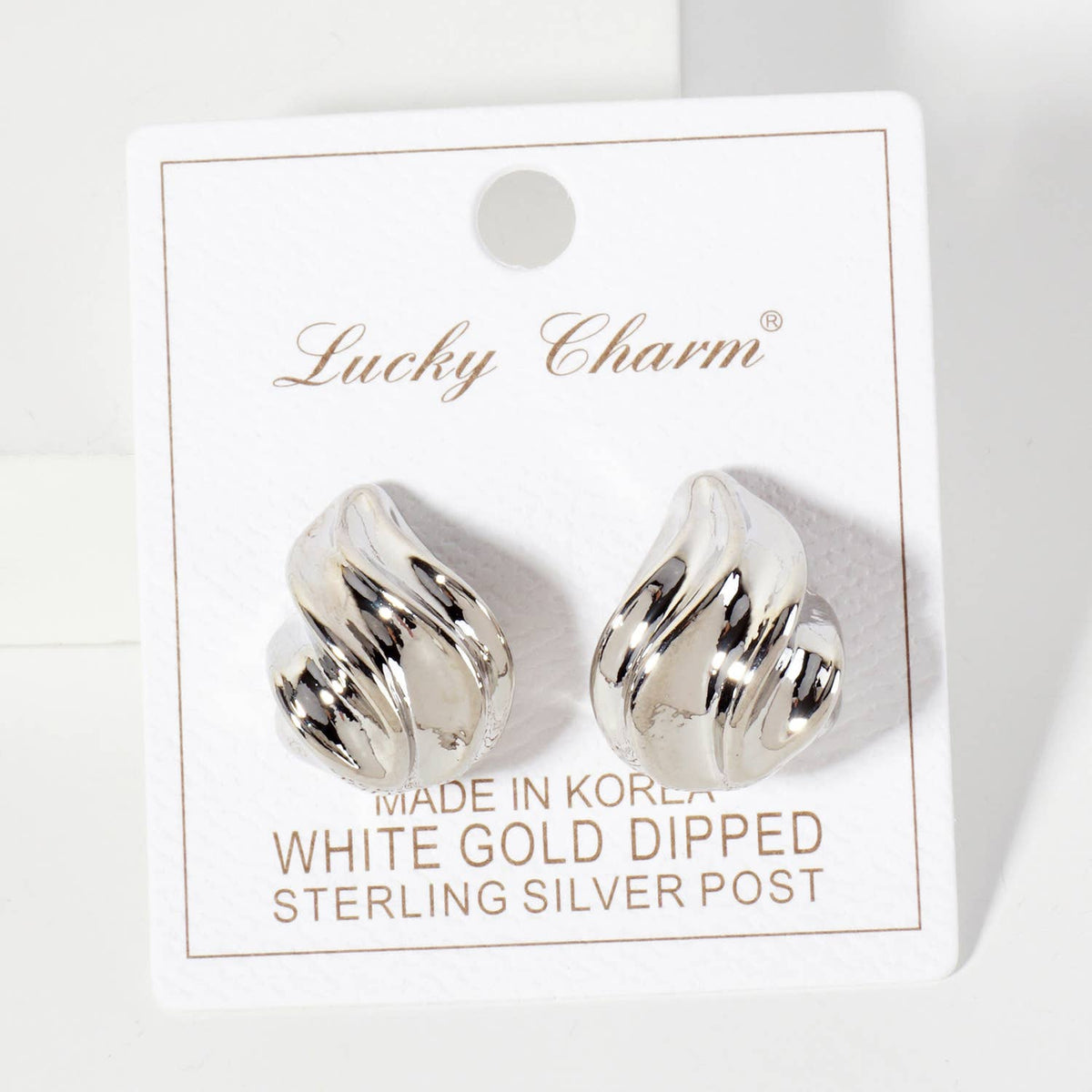 Polished Brass Sculpted Wave Teardrop Post Earrings