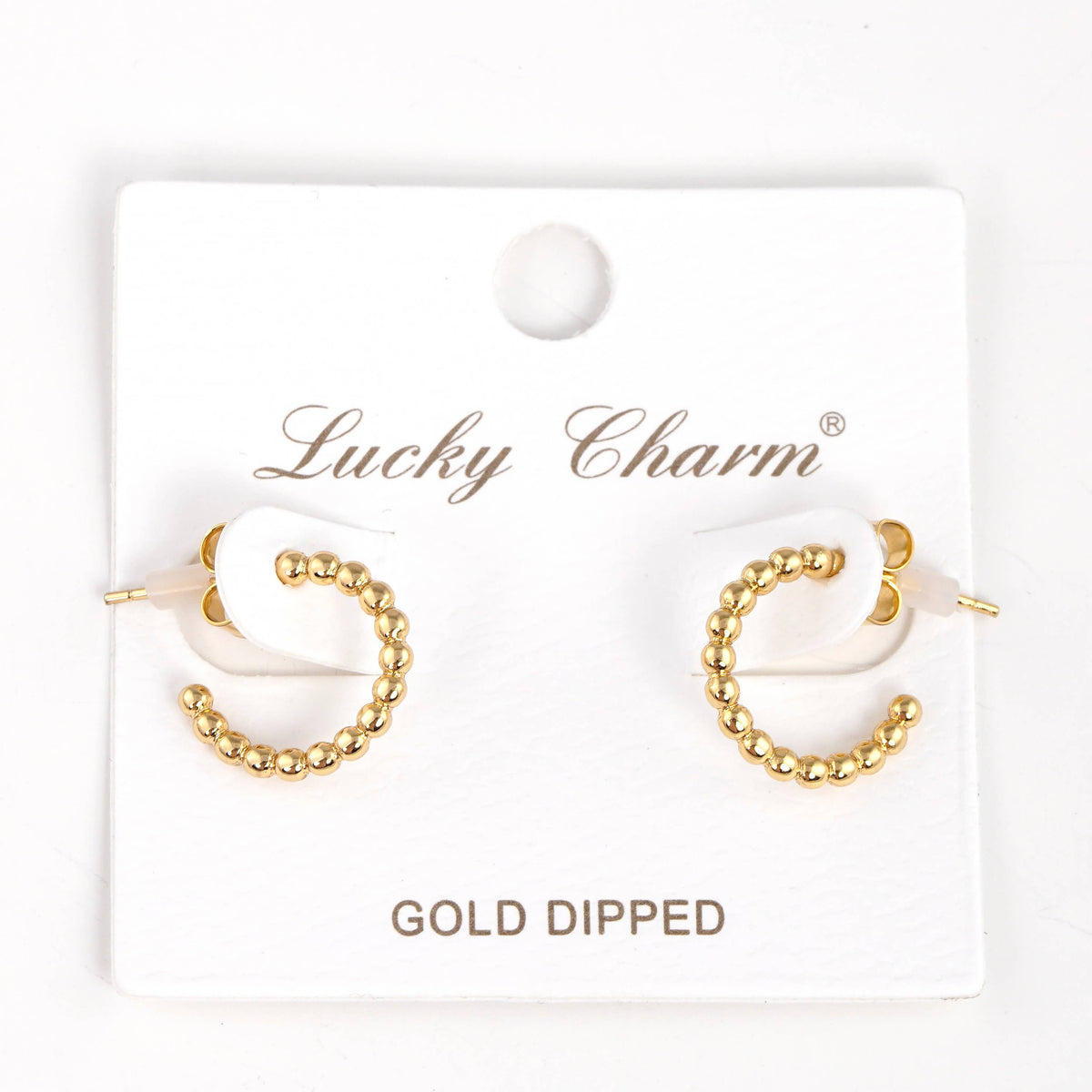 Gold Graduated Bead Open Hoop Earrings