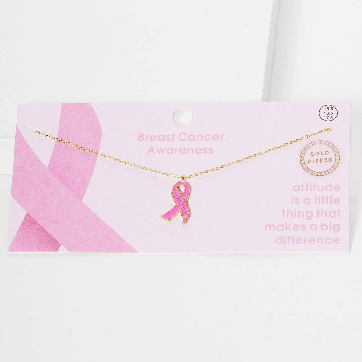 Breast Cancer Awareness Pink Ribbon Necklace