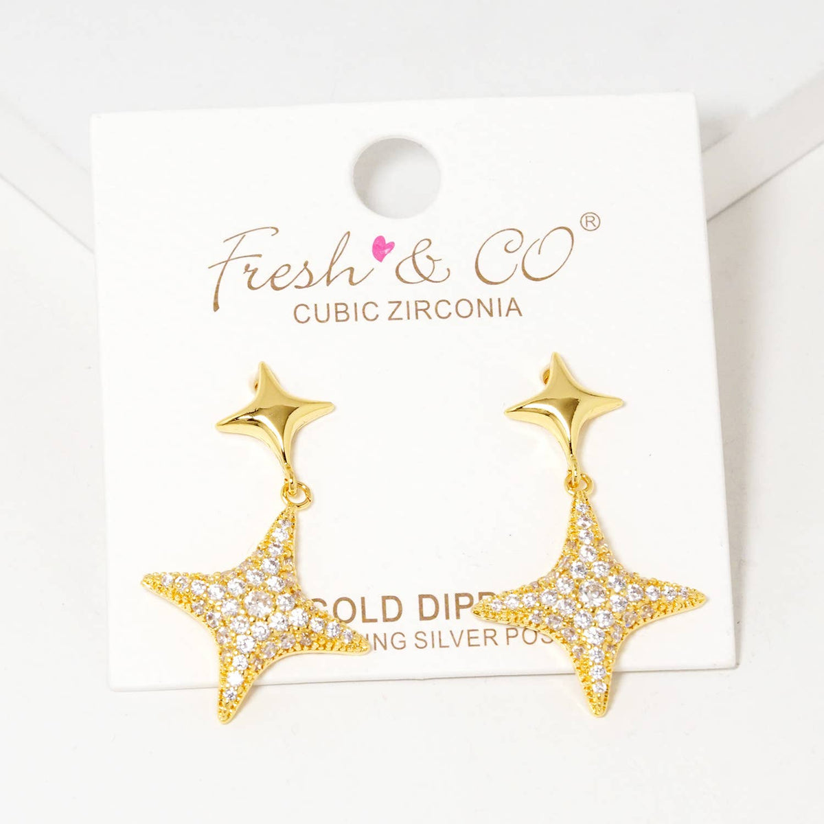Celestial Star Pave Drop Earrings