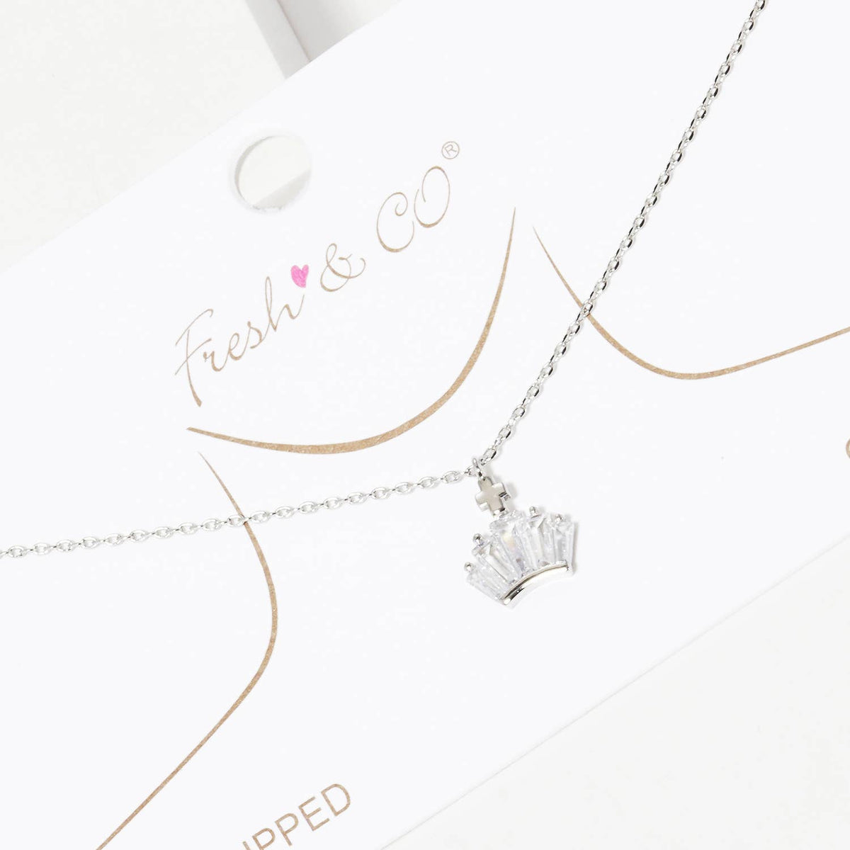 Baguette Crystal Crown & Cross Pendant Necklace