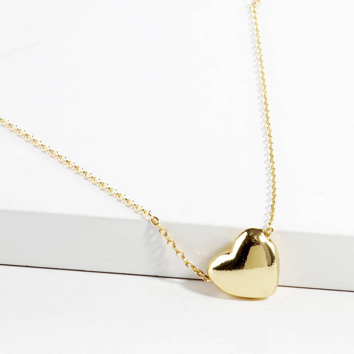 Minimalist Puffy Heart Pendant Necklace