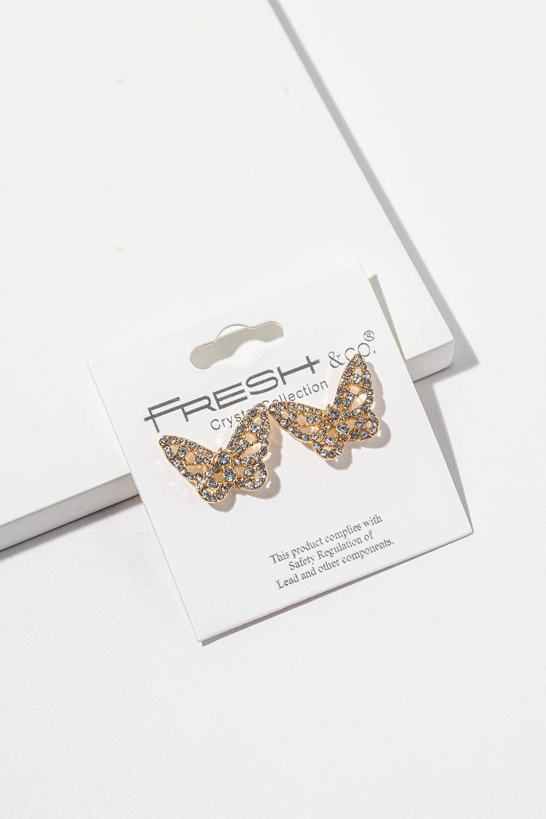 Crystal Butterfly Stud Earrings – Pavé Filigree Butterfly